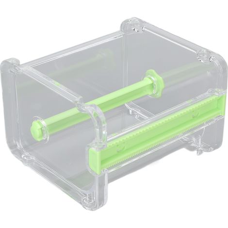 Rouleau de ruban adhésif transparent avec distributeur coupeur visible, support de scotch vert pour maison, bureau et école (1/5)