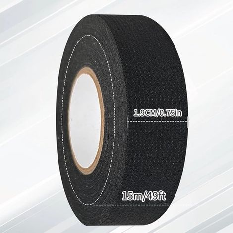 Nastro tessile - 8 pezzi - 19 mm x 15 m - Resistente fino a 105 gradi - Nastro isolante - Cavo per auto - Tessuto autoadesivo - Nastro tessile per moto - Cablaggio - Nastro adesivo - Adatto per isolar (1/4)