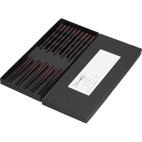 5 Paar Essstäbchen, einfache, wiederverwendbare, spitze Holzstäbchen, natürliches, umweltfreundliches Geschirr (1/5)