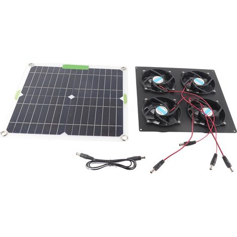 Wasserdichter 4-Port-Solarventilator mit monokristallinem Panel für Gewächshäuser und Chilipflanzen - KZQ (1/4)