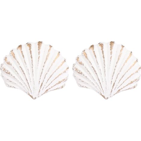 Poignées de tiroir en fonte blanche ornées coquillages décoratifs (1/5)