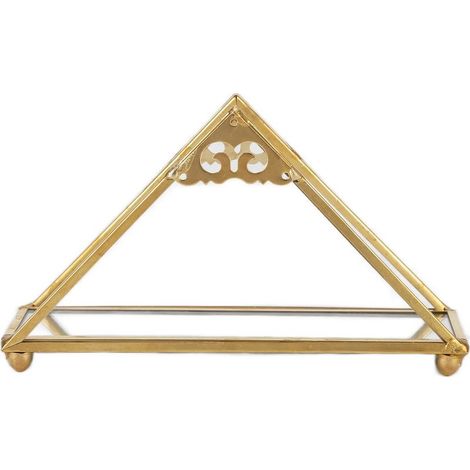 Dekorative Glasschale für Schmuck, Aufbewahrungsschale für Parfums, Goldspiegel mit Metallrand. (1/5)