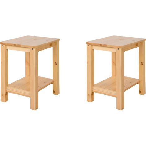 Set di 2 comodini e sgabelli moderni e senza tempo in legno naturale MOC06020