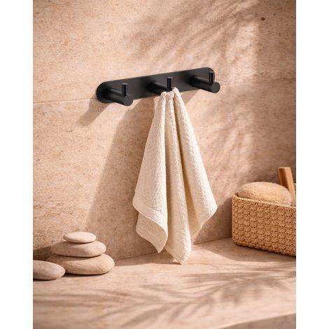 Exagonshop Appendino bagno triplo nero opaco Minimal
