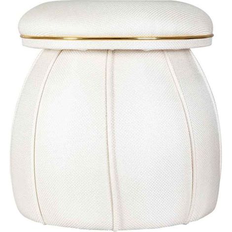Tabouret Design "Corin" 55cm Ivoire & Or (1/4)