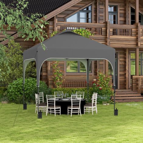 Gazebo da giardino pieghevole a scomparsa 2,5 x 2,5 m, altezza regolabile, tessuto Oxford UV50+, struttura in acciaio, borsa per il trasporto.