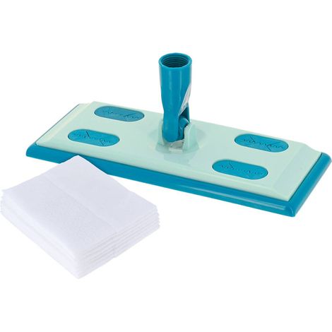 Cabeza de escoba plana con 10 paños para limpiar el polvo - azul pato aqua - Tendance (1/4)