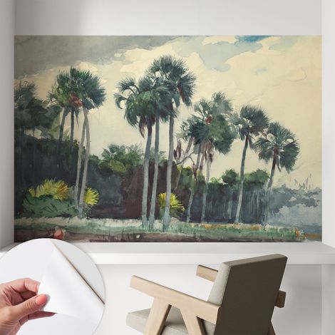 Papier peint autocollant adhésif avec imprimé motifs uniques apparence moderne Palmiers exotiques 104x70 cm (1/5)