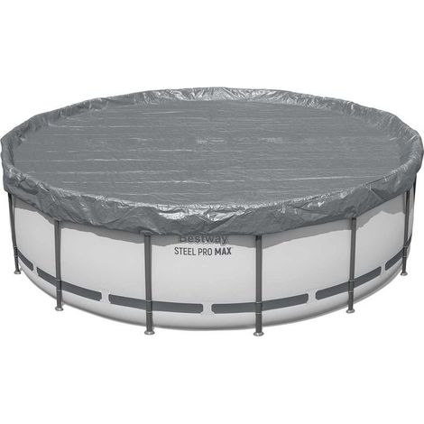 Bâche de protection ronde pour piscine hors sol – Diamètre 4,57 m – En polyester résistant aux UV – Couleur gris foncé – Idéale pour hivernage et sécurité (1/5)