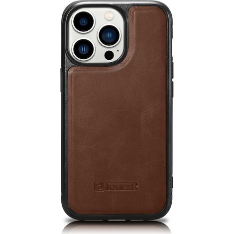 Custodia rivestita in pelle naturale per iPhone 14 Pro Max Leather Oil Wax marrone scuro (1/5)