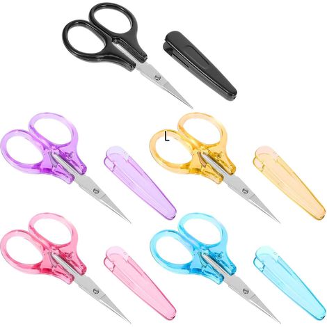 Lot de 5 mini ciseaux pour travaux manuels et broderies Ciseaux de bureau polyvalents avec étui de protection pour découpe de papier, scrapbooking, travaux manuels, détails (1/5)