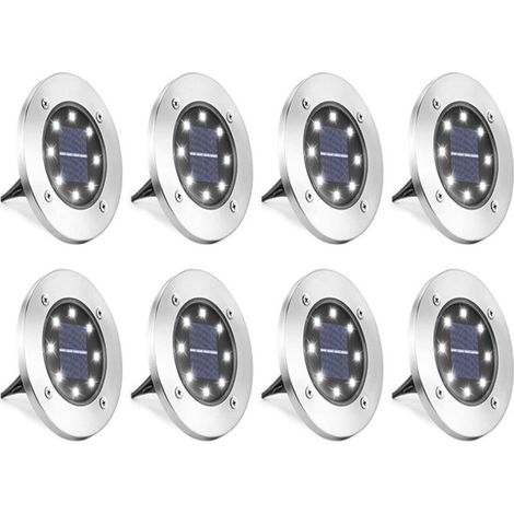 10er-Pack IP65 wasserdichte Solarleuchten – 8 LEDs pro Leuchte – 8 bis 12 Stunden Akkulaufzeit – Schnelle kabellose Installation (1/4)