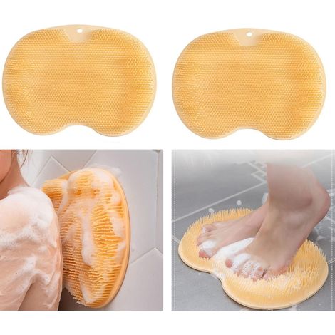 Lot de 2 tapis exfoliants pour les pieds avec ventouses antidérapantes, pour la douche et le bain. (1/5)