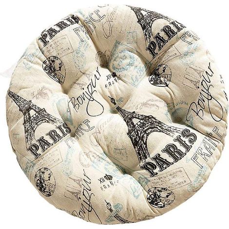 Coussin de chaise rond rose imprimé, motif tour, doux, pour chaise de bureau ou de classe - 40 x 40 cm (1/5)