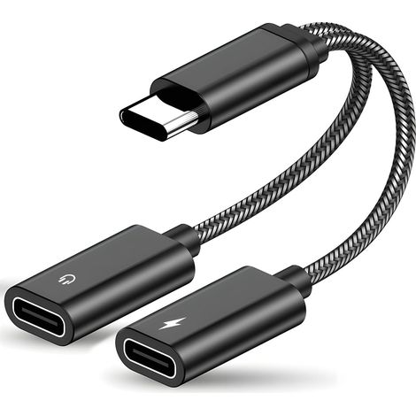 Adaptador 2 en 1 USB-C para auriculares y cargador (1/5)