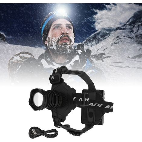 Wiederaufladbare Stirnlampe zum Angeln, Schutzhelm, LED-Lampe zum Angeln, Campen und Radfahren. (1/4)