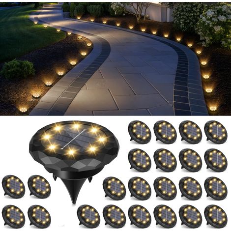 Lot de 24 mini lampes solaires encastrables – Étanches, autonomes – Parfaites pour jardin, allée, entrée et paysagisme-Lumière chaude (1/5)