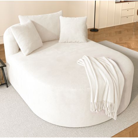 Poltrona relax ovale 170x112,5x83 cm in tessuto a coste beige chiaro, senza montaggio – MEUBLIV (1/5)