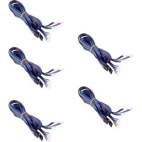 eurs 5 Pièces Câble Moteur 4 vers 6 1 M pour Imprimante 3D, Fil de Moteur Bornes Noires, Adapté aux Pas à Pas (1/5)