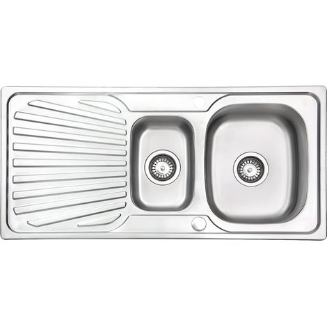 JASSFERRY Einsatz Küchenspüle Edelstahl 1,5 Becken mit wendbarem Abtropffläche 100 x 48 cm (1/5)