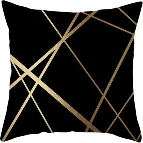Housses de coussin décoratives en velours noir 45 x 45 cm, taies d'oreiller géométriques dorées, pour salon, chambre à coucher, banc, canapé, lot de 2 (1/4)