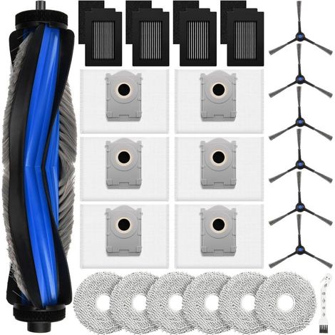 Lot de 24 Accessoires pour Robot Aspirateur Ecovacs Deebot T50 Max Pro Omni / T50 Max Pro Omni Gen2, 1 Brosse Principale, 6 Sacs à Poussière, 6 Lingettes, 4 Filtres, 6 Brosses latérales (1/5)