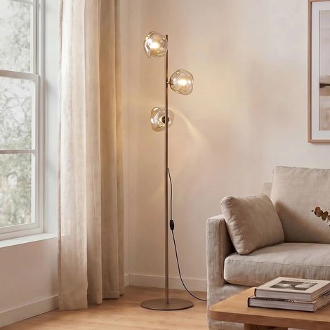 [NEUWERTIG] B-Ware Stehlampe Stehleuchte Lava Glas Sand Cognac G9 Wohnzimmer Beleuchtung942 (1/2)