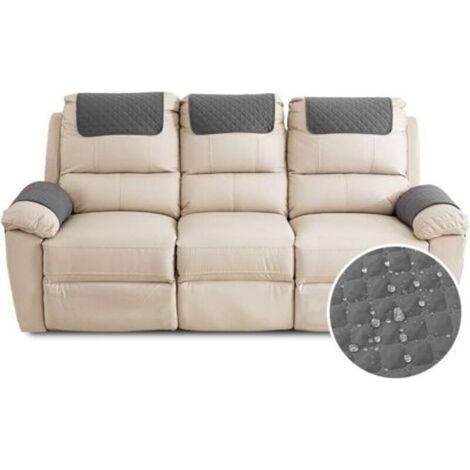 Housse D'accoudoir De Canapé, Imperméable Housse D'appui-tête pour Accoudoir de Fauteuil Relax avec Poche (3 Places,Gris Foncé) (1/4)