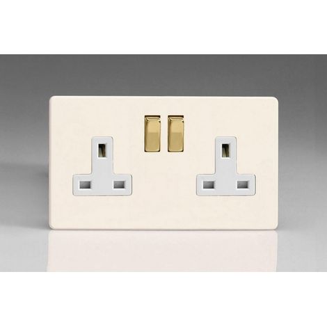 Varilight 2-Gang 13A Double Pole Socket with Metal Rockers (1/2)