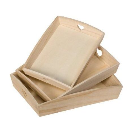 SET 3 PLATEAUX RECTANGULAIRES BOIS