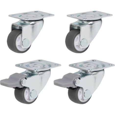 4 Roulettes Pivotantes 25mm 2 Frein 2 Sans (1/5)