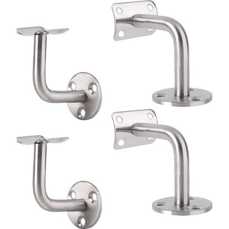 4PCS Inoxydable Supports, Support Mural en Acier Inoxydable,Support Mural Fixation Tringle,Balustrade Murale Support de Tube 90°,pour Mur Intérieur Loft Main Rampe Escalier Support. (1/5)