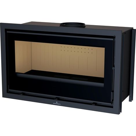Bronpi – Insert à bois canalisable 13 kW – Foyer en vermiculite – Rendement 81 % – 2 sorties canalisables – Évacuation supérieure 200 mm
