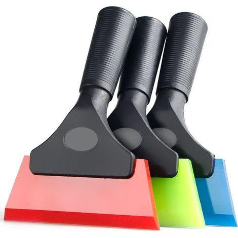 Multi-purpose silicone window scraper for windows, glass panes, shower doors, window scraper (5 inches), green, blue, red, 3 pieces (1/5)