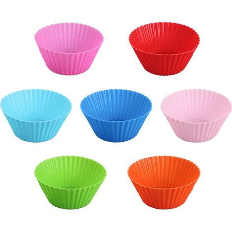Lot de 50 moules à cupcakes et muffins réutilisables en silicone (7 cm). (1/5)