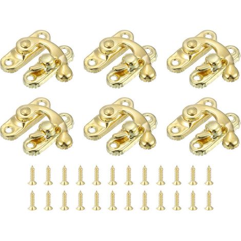6er Set Antike Vorhängeschloss Spannverschlüsse, 27x32mm, Retro Haspen Riegel Gold