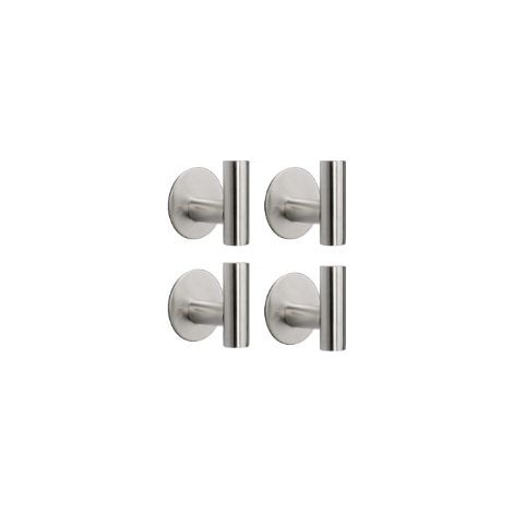 TAISHENGDA Lot de 4 Crochets Muraux en Acier Inoxydable – Base Ronde Argentée, Sans Perçage, Adhésifs Double Face (1/5)