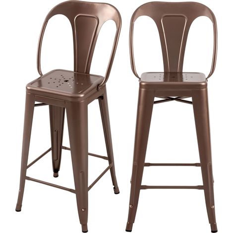 Set de 2 taburetes para isla de cocina en metal de cobre 67 cm - Indus