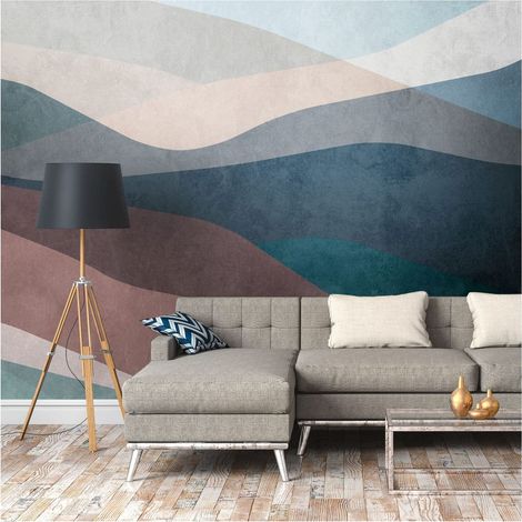 Sfondo fotografico Profhome 382551 Carta da parati TNT goffrata a caldo liscia con pattern astratto opaca blu marrone bianco beige 3,71 m x 2,8 m (1/5)