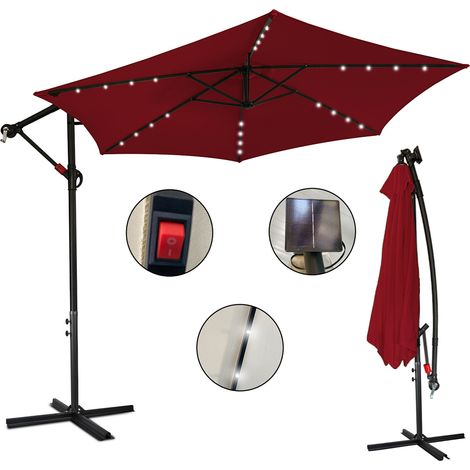 Wolketon Parasol Deporté Jardin Pavillon de jardin avec éclairage LED 300cm - Rojo