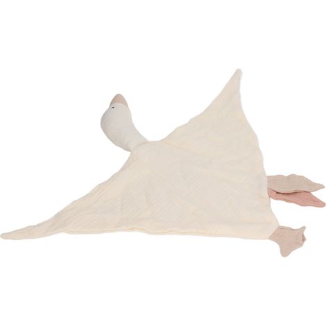 Couverture de sécurité en forme d'oie pour bébé, en coton doux et respirant, adorable couverture de sécurité pour nouveau-né, blanc ivoire (1/5)