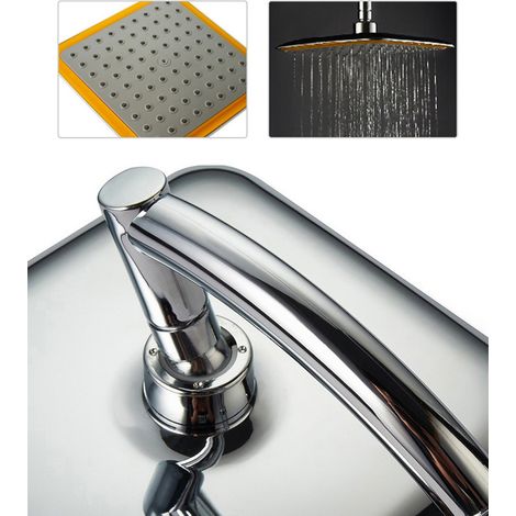 Pommeau de douche haute pression à effet pluie, réglable universellement, pour salle de bain, augmentant la pression de la douche. Douche carrée de haut. (1/4)