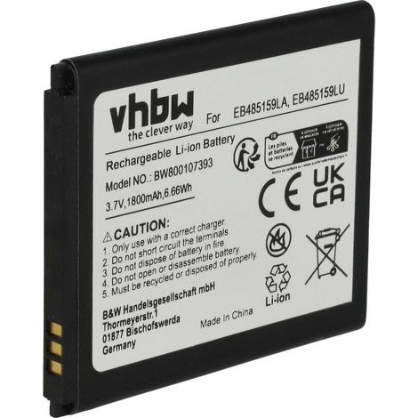 vhbw Akku kompatibel mit Samsung Galaxy GT-S7710, Reverb SPH-M950DAAVMU, Reverb SPH-M950, Xcover 2 Handy Smartphone Telefon (1800 mAh, 3,7 V, Li-Ion) (1/5)