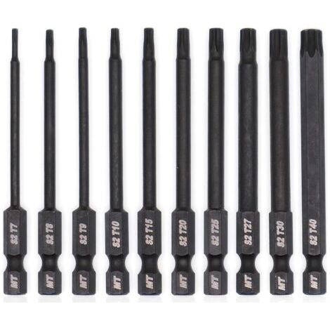 Jeu d'embouts Torx pour tournevis, perceuses et clés à chocs, résistant à la température, traitement thermique avancé, revêtement phosphaté, 8 cm, 10 pièces