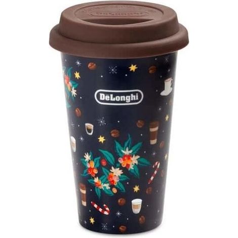 Delonghi tazza termica ceramica 300ml doppia parete da viaggio tappo silicone (1/2)