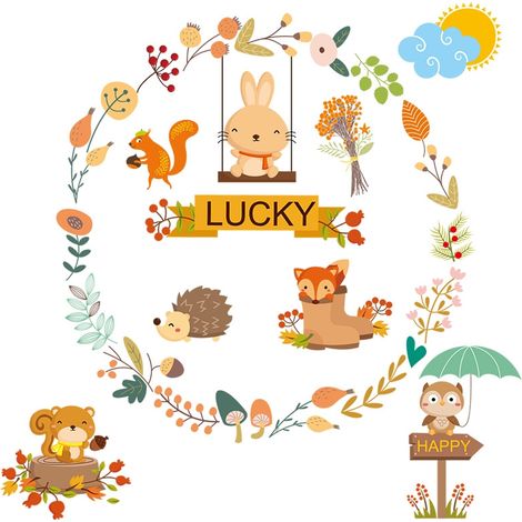 Stickers muraux animaux joyeux (Dimensions : 60 cm x 40 cm) (1/5)