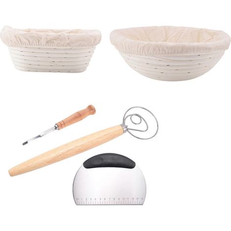 Ensemble de 2 paniers de fermentation pour pain avec kit - Rond et ovale (1/5)
