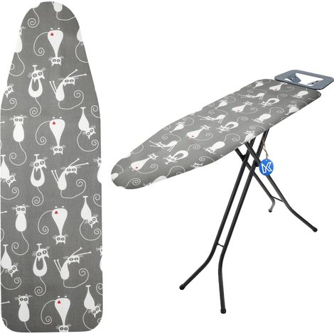 Funda para tabla de planchar, fabricada en poliéster y algodón, dimensiones 130 cm x 45 cm, compatible con diversas tablas de planchar, excelente conducción del vapor, evita manchas en la tela. (1/5)