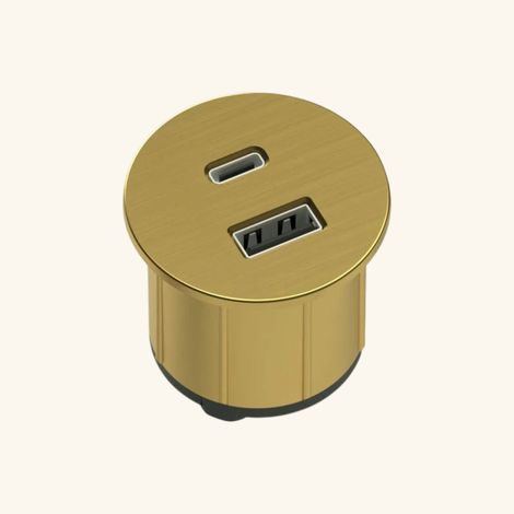 Prise USB murale ARCHEA 1 prise USB C + 1 USB-A - Prise ronde encastrable doré