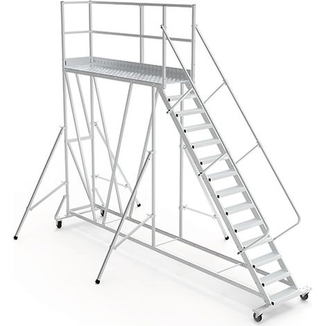Plateforme roulante 13 marches - Hauteur max. de travail 4.60m - PTF2513D-RS